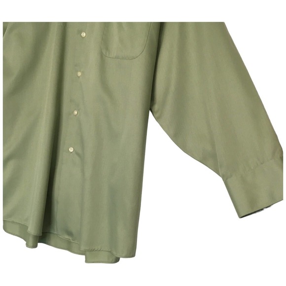 Geoffrey Beene Mens XL Wrinkle Free Button Up Long Sleeve Dress Shirt Green - Picture 6 of 10